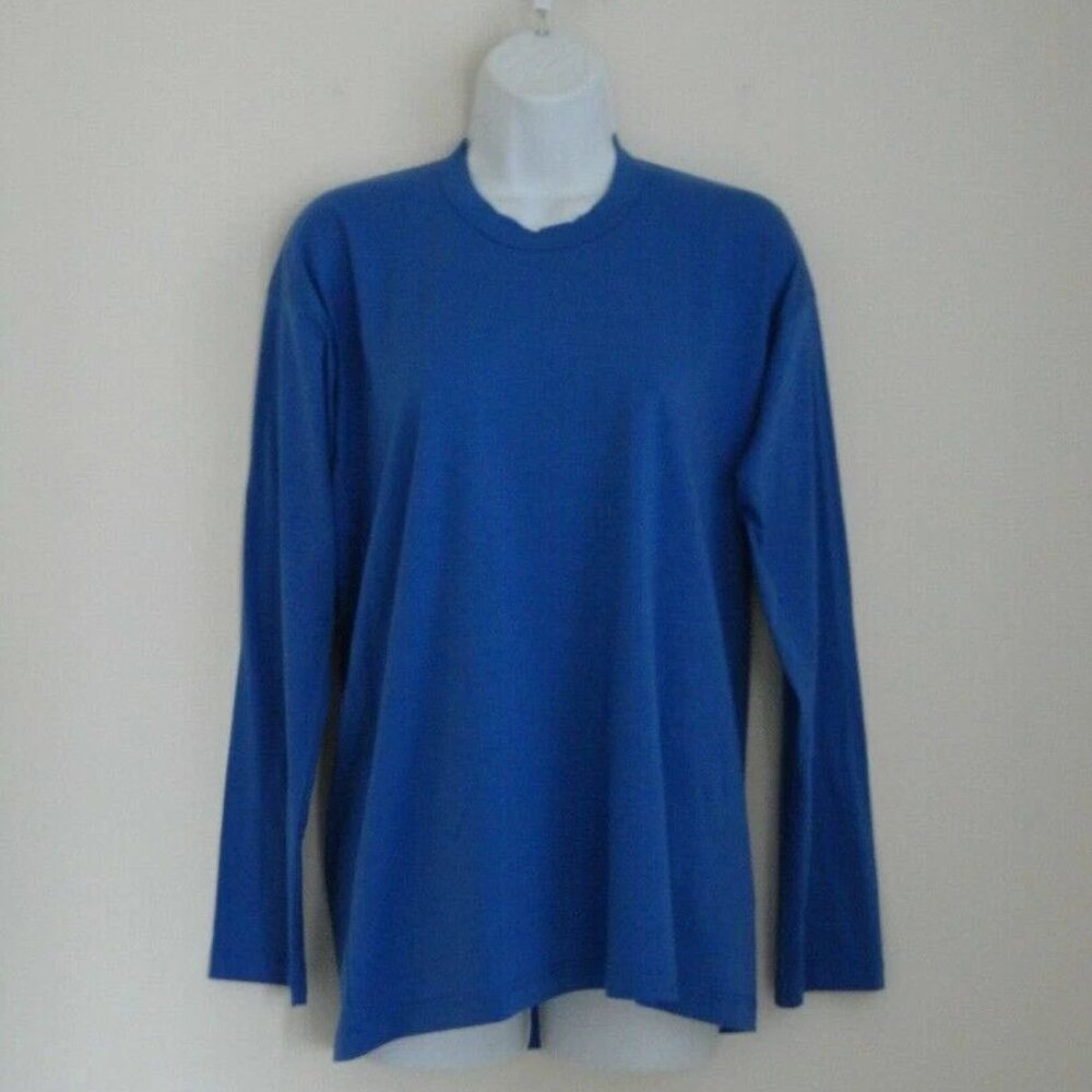 New JIL SANDER Blue Cotton Stretch Crew Neck Long Sleeve Top Shirt Small S